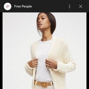 Cream Open-Front Long Knit Cardigan Sweater